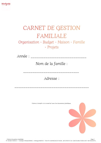Carnet de Gestion familiale