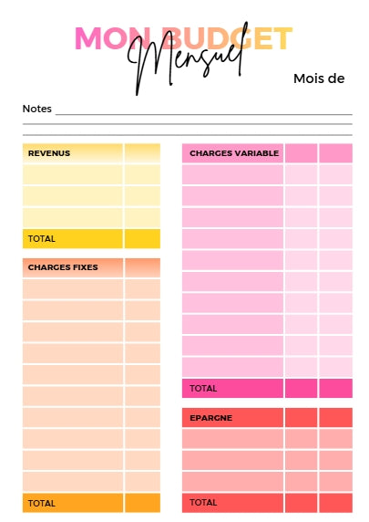 Budget familial mensuel à imprimer – Planner PDF